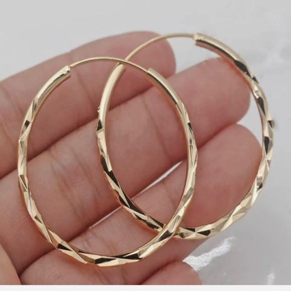 New Fashion 18k Yellow Gold Plated Hoop Earrings - Picture 2 of 6